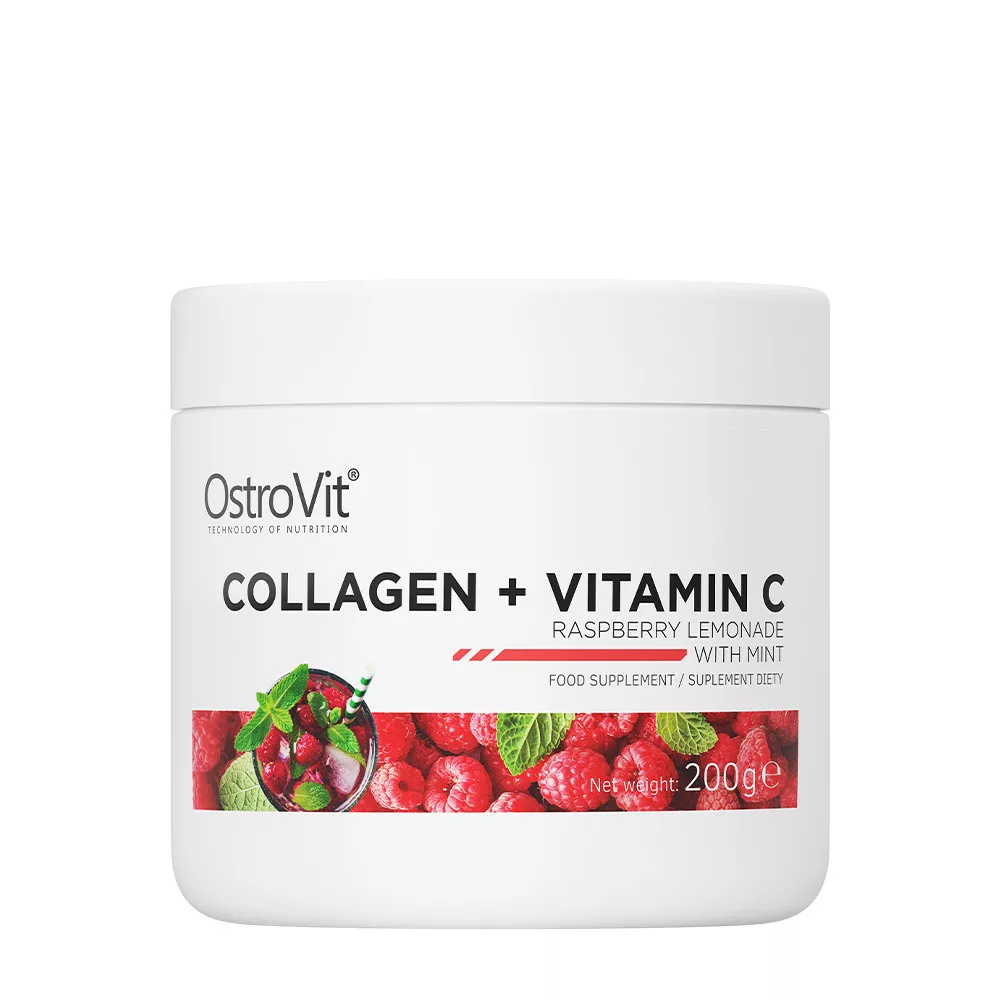 OSTROVIT Collagen + Vitamin C, 200g, Malinova limonada z meto
